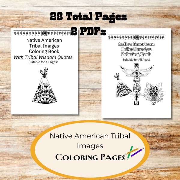 Native American Tribal Images Coloring Pages for Adults and Kids, Instant Download, Printable, Email