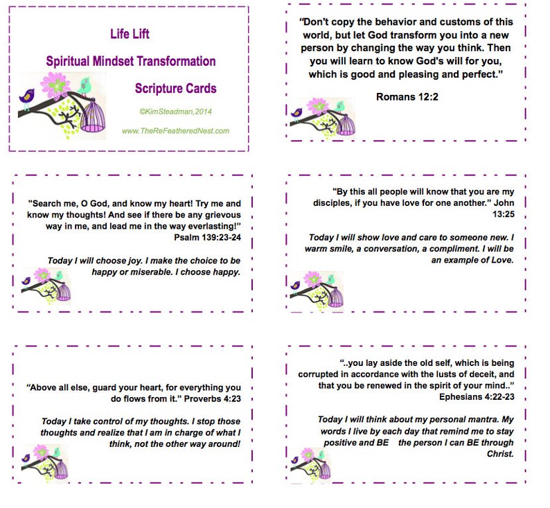 Set of 30 Bible Verses Cards and Large Print ,Biblical Mindset Scripture Cards, Printable Christian Gift, Bible Memory Cards Download image 1