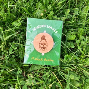 Pinolantern Laser Engraved Wood Button 1.5”