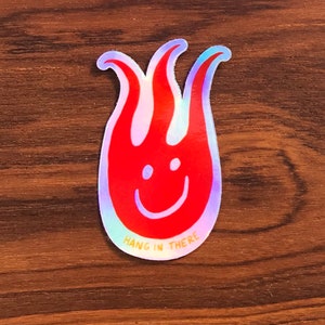 Holographic Flame Sticker 3”