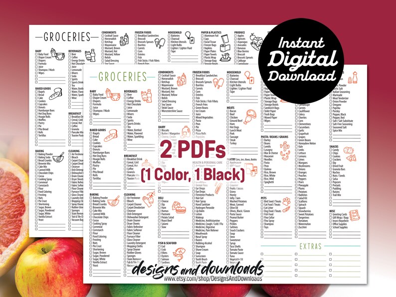 Printable Alphabetized Grocery List With Icons Etsy Printable Alphabetized Grocery List With Icons Etsy
