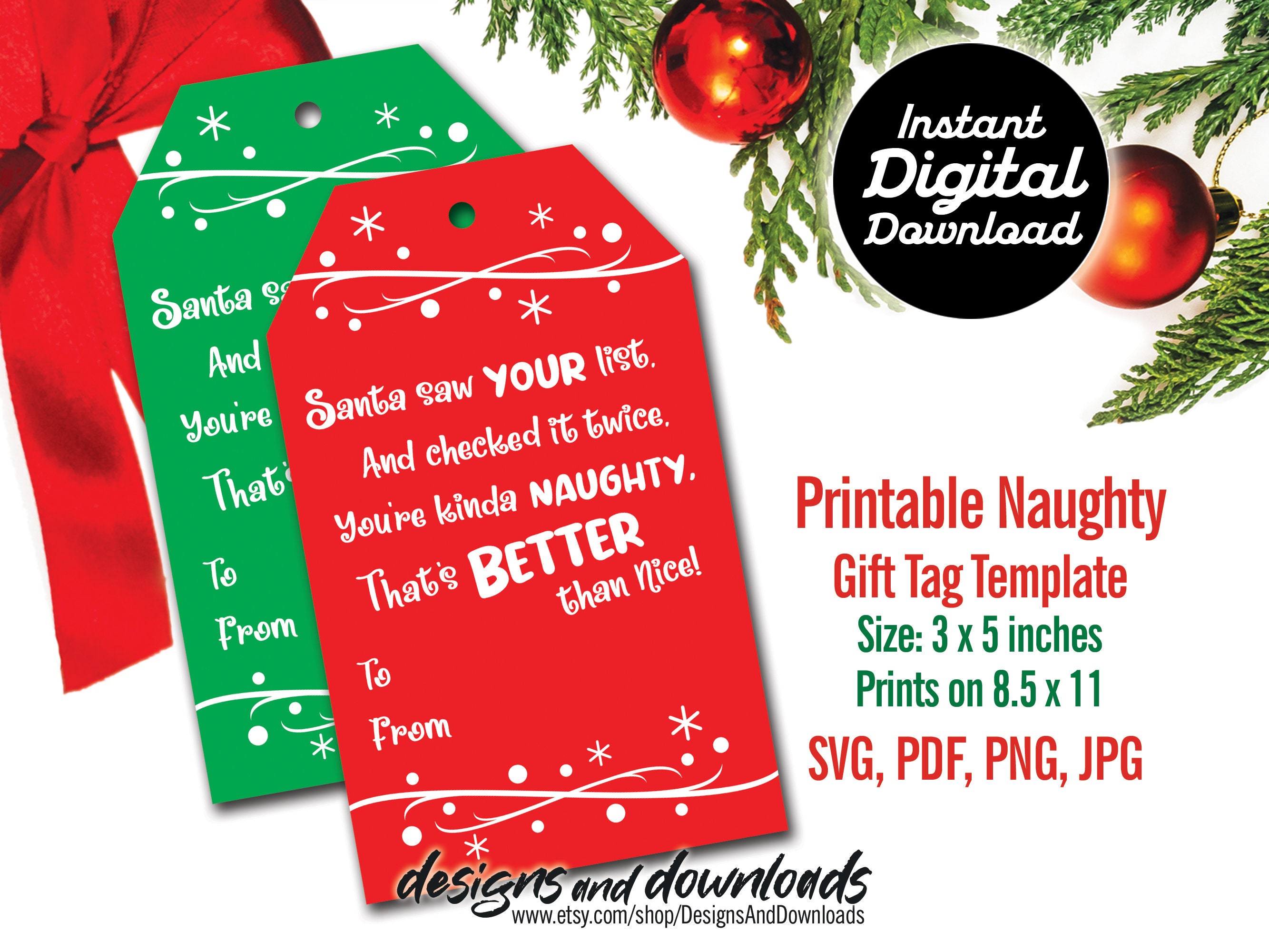 Printable Naughty Gift Tag Template - Etsy