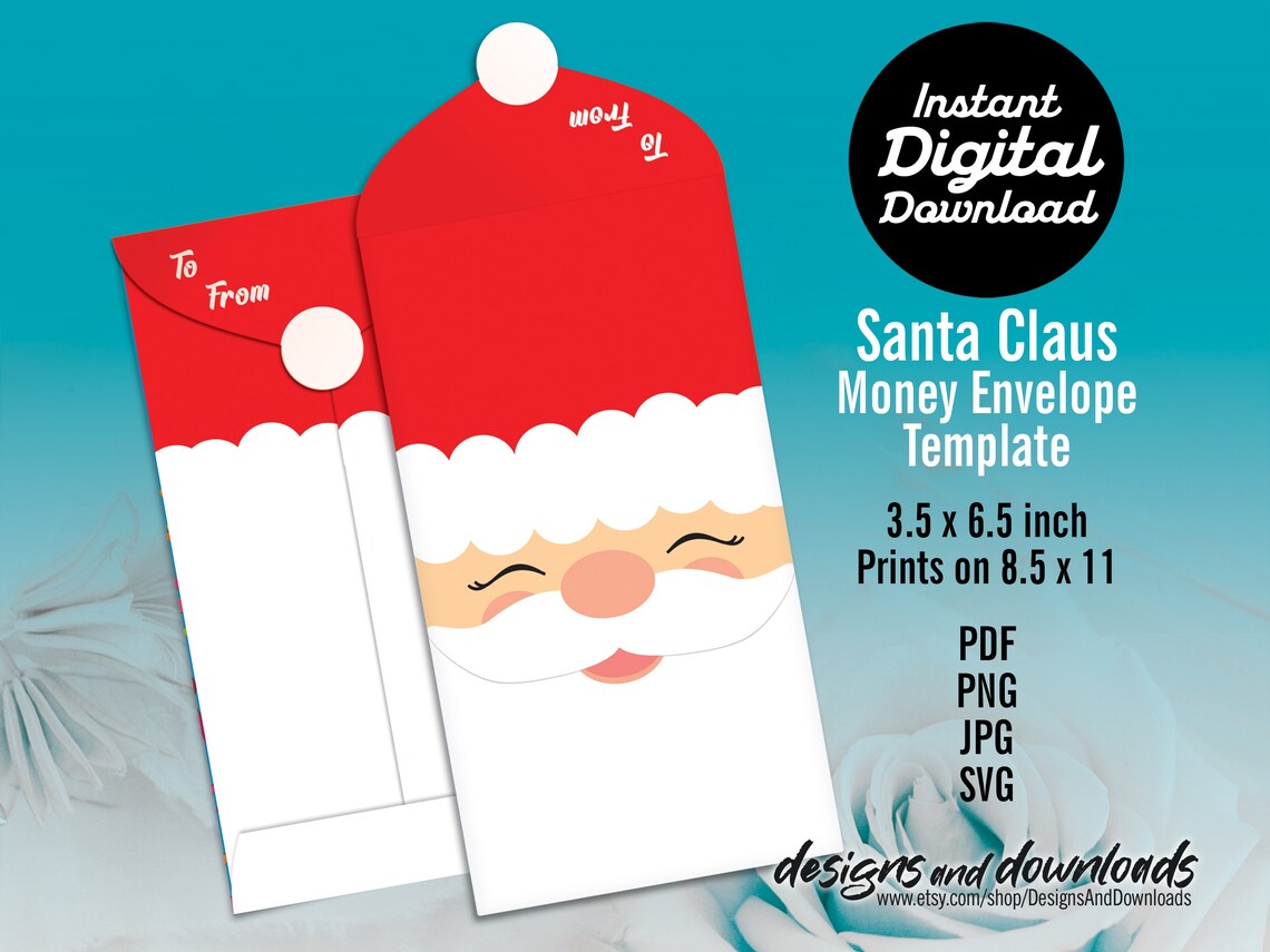 Printable Santa Claus Money Envelope Template - Etsy