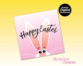 Printable Easter Tag - Happy Easter - Bunny
