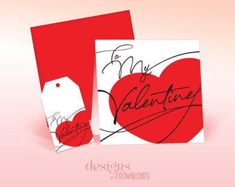 Printable Valentine Card, Envelope & Gift Tag - To My Valentine