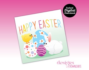 Printable Easter Tag - Happy Easter - Easter Egg Friends