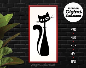 Retro Black Cat Digital File