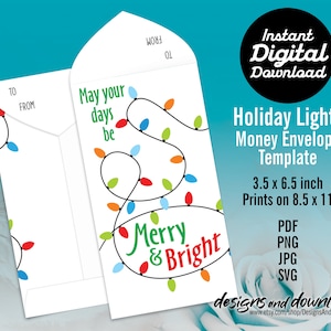 Printable Holiday Lights Money Envelope Template