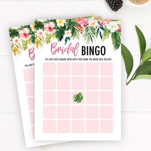 Tropical Bridal Shower Games, Bridal Bingo Printable, Hawaiian Bridal Bingo Game, Summer Bridal Shower Game  Tropical Bingo Instant Download