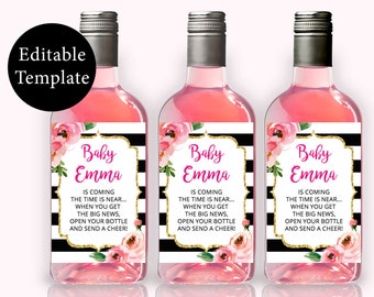 Kate Baby Shower Mini Wine Bottle Labels, Spade Baby Shower Mini Wine Template, DIY Mini Champagne Labels, Custom Wine Labels, Printable