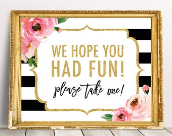 Kate Party Favor Sign, We Hope You Had Fun Please Take One Printable, Floral Party Sign, Kate Baby Shower Decor, Flower Birthday Party Sign