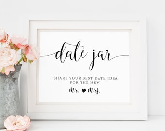 Date Jar Sign, Date Night Sign, Date Night Ideas, Wedding Date Sign, Wedding Day Sign, Date Night Cards, Date Night Jar Sign, Printable DIY