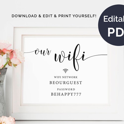 Printable WIFI Password Sign Guest Room Wifi Sign Wifi - Etsy