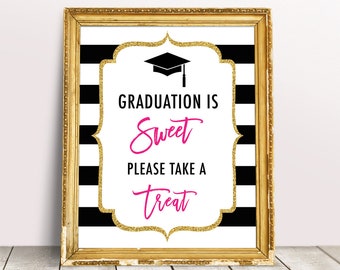 Graduation Party Decoration, Spade Graduation Decor, Sweet Table Sign, Graduation Printable Signs, Graduation Sweets Sign, Instant Download