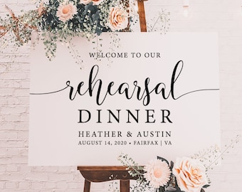 Rehearsal Dinner Welcome Sign Template, Wedding Rehearsal Signs, Wedding Rehearsal Decor, Editable Rehearsal Dinner Signs, Wedding Welcome