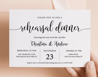 Rustic Rehearsal Dinner Invitation Template, Wedding Rehearsal Invites, DIY Rehearsal Template, Printable, Editable Template