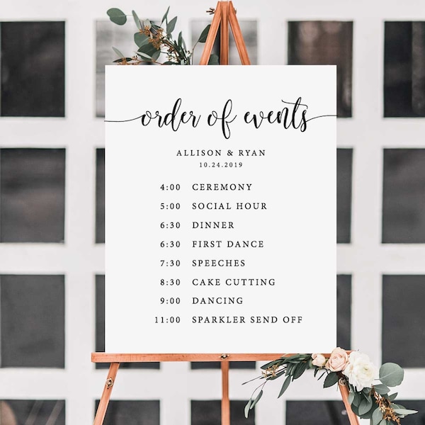 Wedding Schedule Sign Etsy