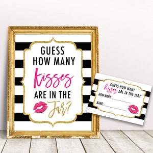 How Many Kisses Printable Game, Kate Bridal Shower Games, Guess the Kisses, Wedding Shower Game, Spade Shower Bachelorette Party Games DIY