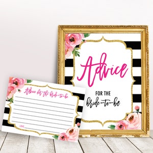 Conseils imprimables pour la future mariée, jeux de douche nuptiale de Kate, cartes de conseils de douche nuptiale, conseils pour le signe de la mariée, cartes de conseils de mariage