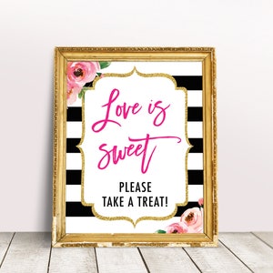 Love Is Sweet Sign, Take A Treat Printable, Kate Bridal Shower Decor, Dessert Table Sign, Wedding Favor Sign, Candy Buffet, Digital Download