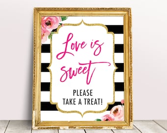 Love Is Sweet Sign, Take A Treat Printable, Kate Bridal Shower Decor, Dessert Table Sign, Wedding Favor Sign, Candy Buffet, Digital Download