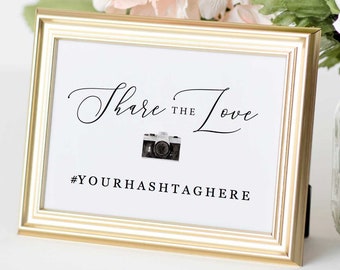 Wedding Hashtag Sign Template, Share the Love Sign, Hashtag Sign for Wedding, Wedding Hashtag Signs, Social Media Wedding Sign, Download