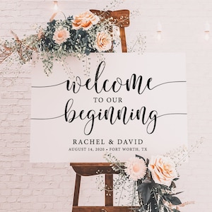 Welcome To Our Beginning Sign, Rustic Wedding Welcome Sign Template, Large Welcome Sign, Wedding Welcome Poster, Printable,