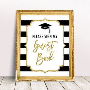 Graduation Guestbook Sign, Black and Gold Graduation Party Decoration, Graduation Printable Signs, College Graduation, Grad party Ideas