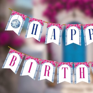 Editable Mamma Mia Birthday Party Bunting Template, Dancing Queen Banner Garland, Greece Party, Mamma Mia Party Decorations, Printable