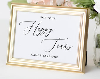 For Your Happy Tears Sign, Rustic Wedding Sign, Wedding Ceremony Sign, Wedding Tissues Sign, Tears of Joy Sign, Wedding Favors Sign