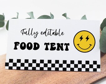 Editable Checkerboard Food Labels Baby Shower Food Cards - Etsy