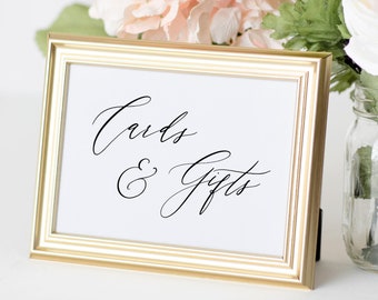 Rustic Cards and Gifts Sign Printable, Wedding Gifts Signs, Gift Table Sign, Bridal Shower Sign, Elegant Wedding Sign, Wedding Calligraphy