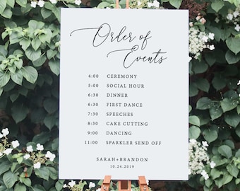 Wedding Day Timeline Sign Printable, Order of Events Sign, Wedding Timeline, Order of The Day Poster, Wedding Itinerary Sign Template