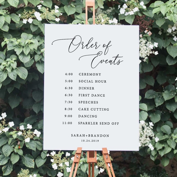 Wedding Day Timeline Sign Printable, Order of Events Sign, Wedding Timeline, Order of The Day Poster, Wedding Itinerary Sign Template