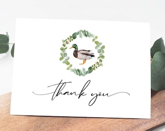 Mallard Duck Thank You Card Template, Duck Baby Shower Thank You Cards Folded, Gender Neutral Thank You cards, Mallard Baby Shower Cards