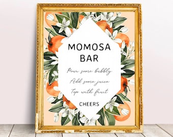 Momosa Bar signe, petit signe de douche de bébé Cutie, un petit Cutie est sur le chemin Baby Shower, Baby Shower Momosa, clémentine Baby Shower Decor