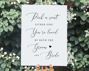 Pick a Seat not a Side Sign, Choose a Seat not a Side Sign, Wedding Welcome Sign, Printable Wedding Seating Sign, Rustic Wedding Signs