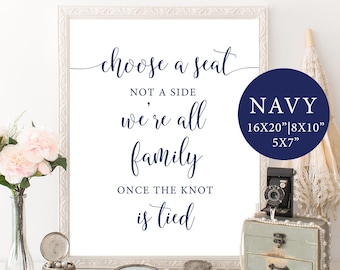 Choose a Seat not a Side Sign, Navy Wedding Signs, Navy Wedding Seating Sign, Pick A Seat Sign, DIY Wedding Sign, Instant Download