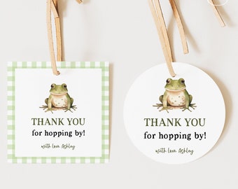 Frog Baby Shower Favor Tags Template, Hop On Over, Boy Baby Shower Thank You Tags Green, Frog Theme, Baby Shower Tags, Spring Baby Shower