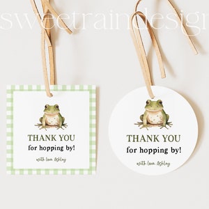 Frog Baby Shower Favor Tags Template, Hop On Over, Boy Baby Shower Thank You Tags Green, Frog Theme, Baby Shower Tags, Spring Baby Shower