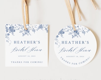 Something Blue Bridal Shower Favor Tag Template, Something Blue Before I do, Vintage Floral, Dusty Blue Thank You Tags, Victorian Decor 14