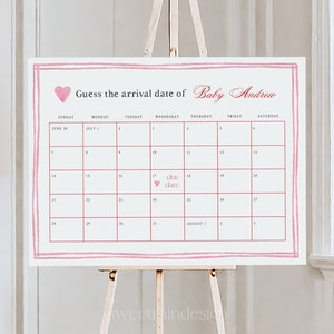 Sweetheart Baby Shower Fälligkeitskalender, Valentines Baby Shower, Herz-Baby-Dusche-Spiel, Geburtsdatum des Babys erraten, Mädchen-Baby-Vorhersage