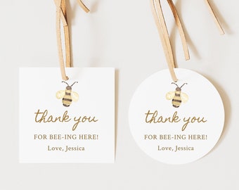 Bee Favor Tags, Mommy To Bee, Thank You For Bee-ing Here Tags, Bee Thank You Tags, Honey Bee Party Favors, Bee Baby Sprinkle 013