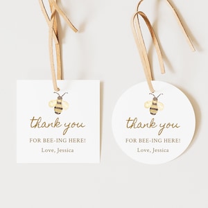 Bee Favor Tags, Mommy To Bee, Thank You For Bee-ing Here Tags, Bee Thank You Tags, Honey Bee Party Favors, Bee Baby Sprinkle 013