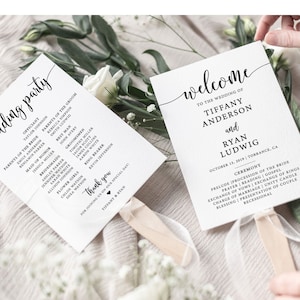 Wedding Program Fan Template Wedding Fans Wedding Ceremony Program Rustic Wedding Fan Editable Fan Printable Program Simple Program