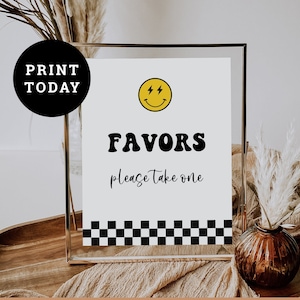 Bord voor één gelukkige kerel, afdrukbaar, neem één bord, bord verjaardagsfeestje, twee cool, decoraties jongen eerste verjaardag, glimlach