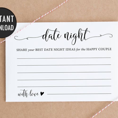 Printable Date Night Cards Date Night Ideas Card Date Jar | Etsy