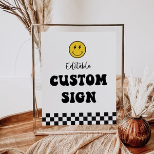 ONE Happy Dude Boy 1st Birthday Custom Sign, Smile Face 1st Birthday Party Decorations, Happy Dude Signs, One Cool Dude, Retro, Editable