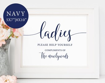 Navy Bathroom Sign | Etsy