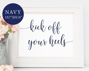 Kick Off Your Heels Sign, Flip Flop Basket Sign, Navy Wedding Sign, Dancing Shoes Sign, Dance Floor Sign, Flip Flops For Wedding Guests